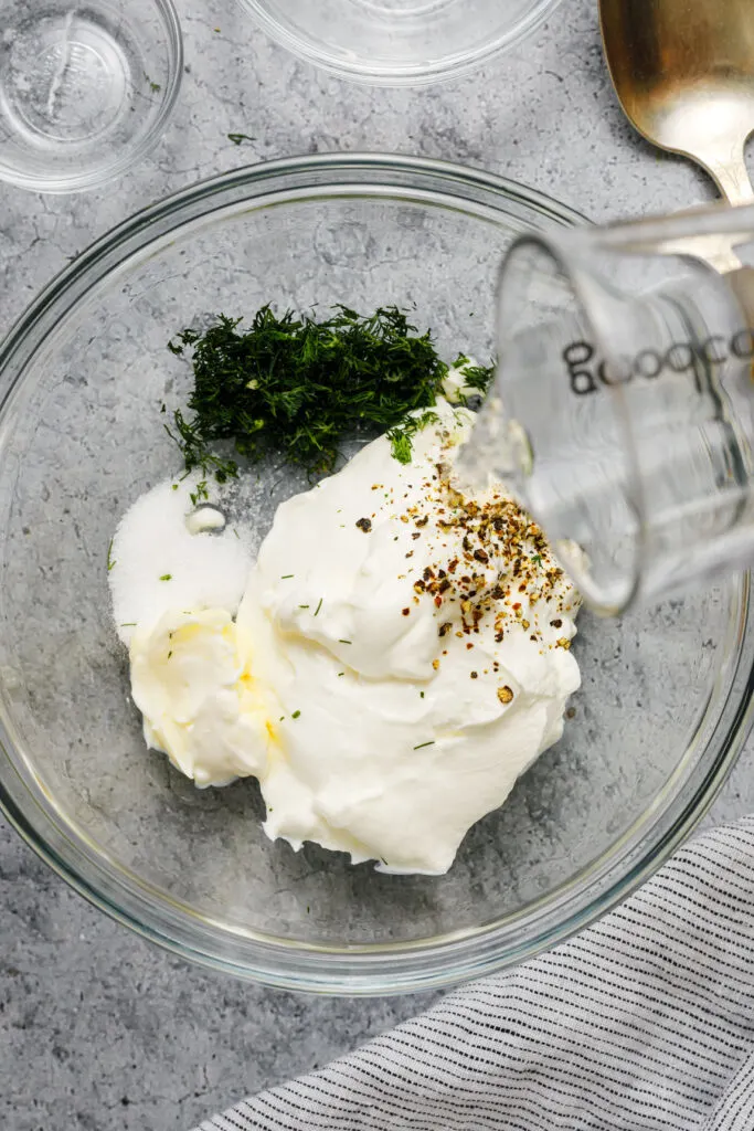 Dressing ingredients in a bowl