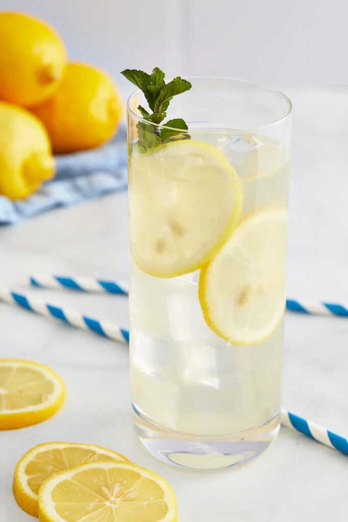 Glass of lemonade with mint