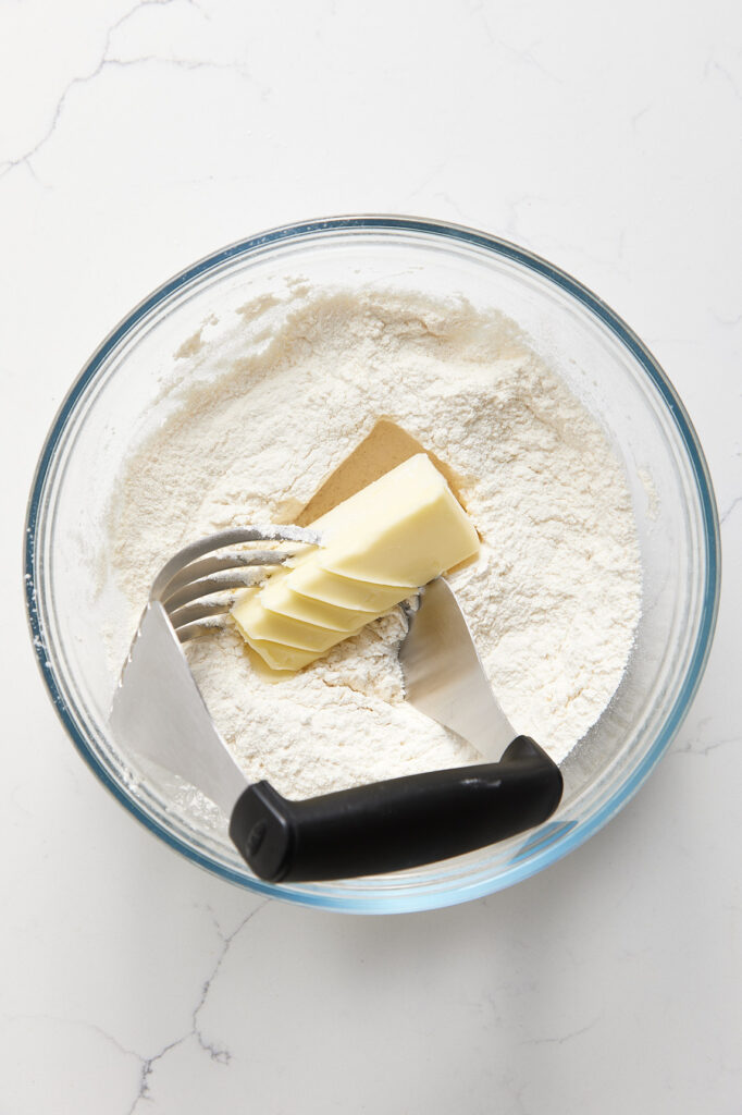 pastry blender with butter and flour mixture
