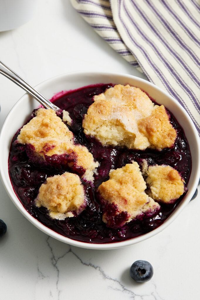 Bowl of blueberry cobbler