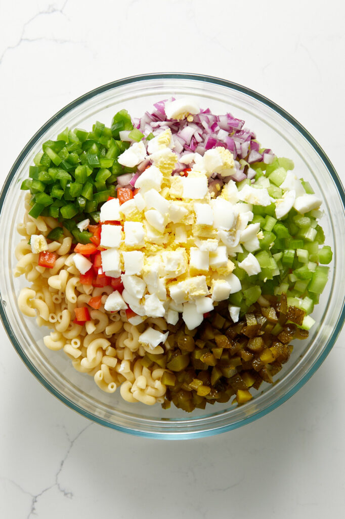 All the Pasta ingredients before adding the dressing 
