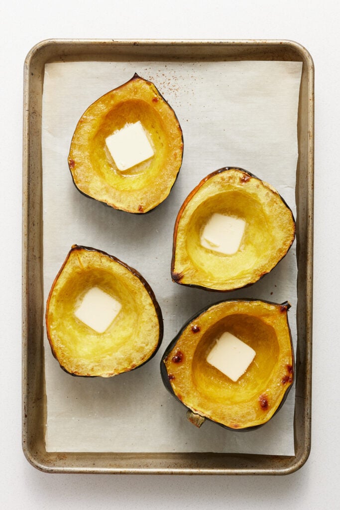 Acorn Squash with pats of butter