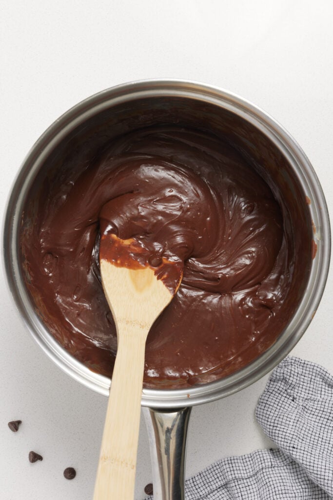 cooked fudge in the saucepan
