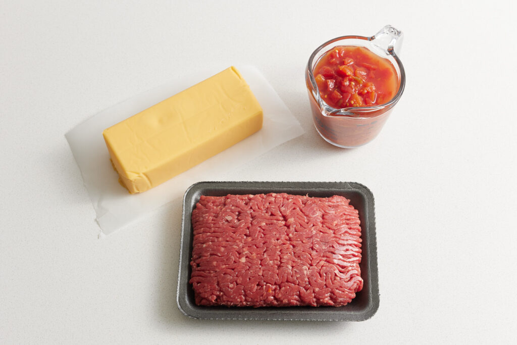 Rotel dip ingredients on a counter