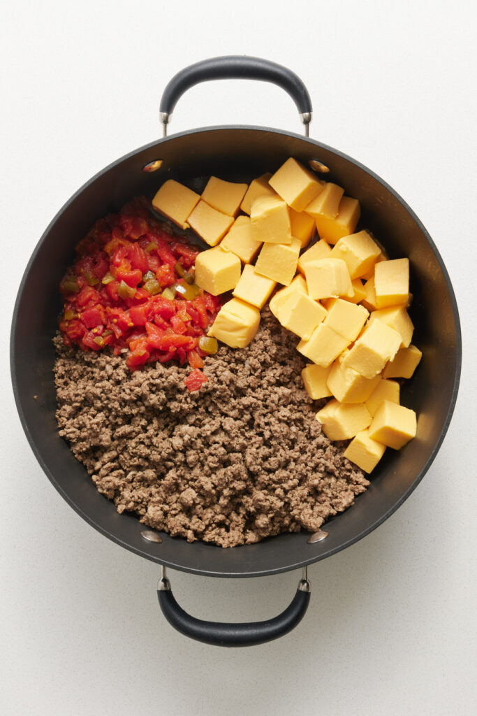 dip ingredients in a pan
