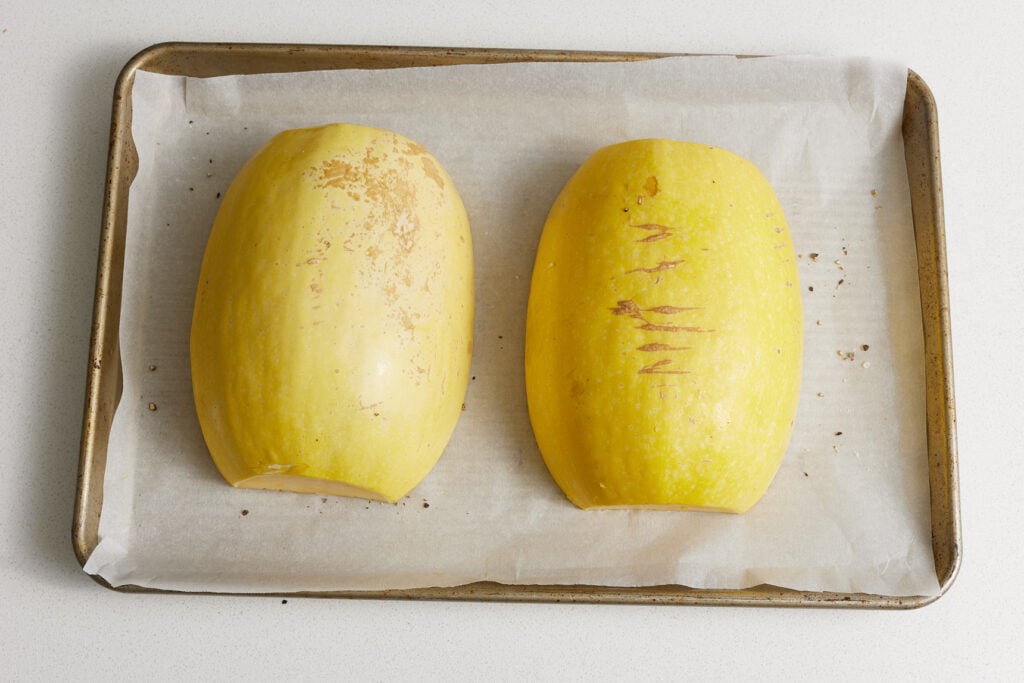 squash halves with cut side down