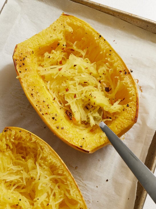 Cooked and fluffed Spaghetti squash