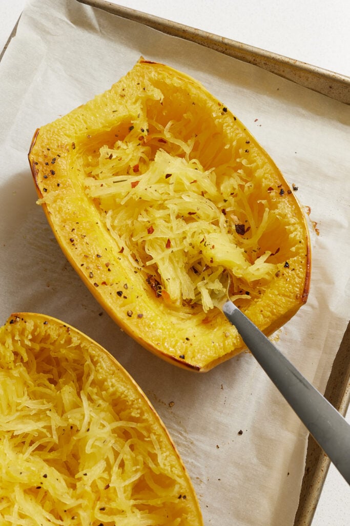 Cooked and fluffed Spaghetti squash